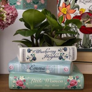 Like New Stacked Books Classics Planter Wuthering Heights, Emma, Little Women